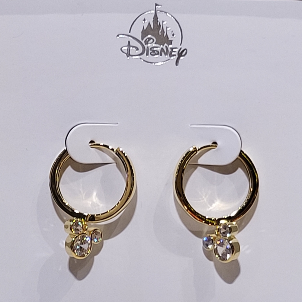 DISNEYLAND GOLD SILVER HOOP MICKEY ICON EARRINGS - Picture 2 of 3